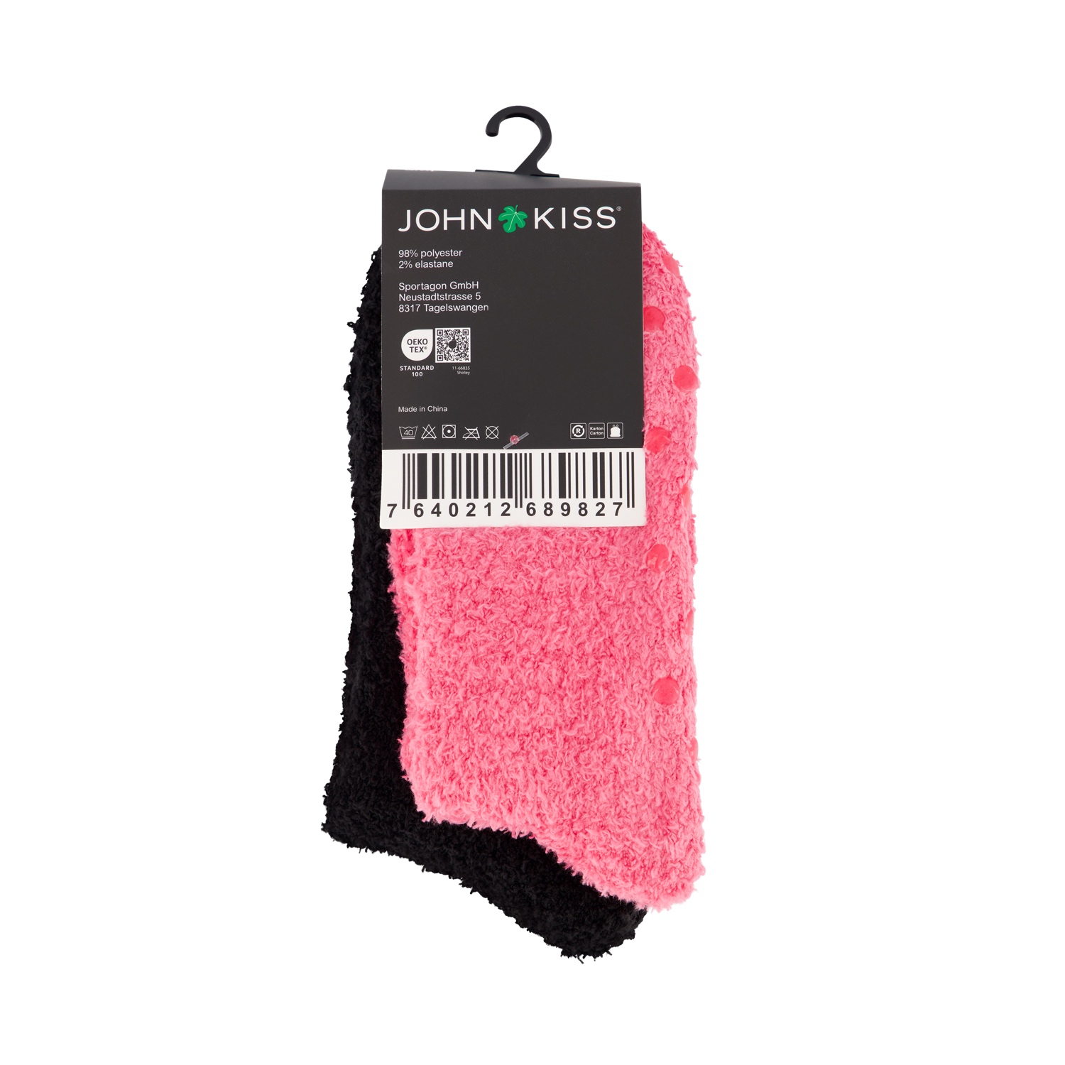 Fluffy Socks mit ABS-Pads pink/schwarz – one size – Bild 4