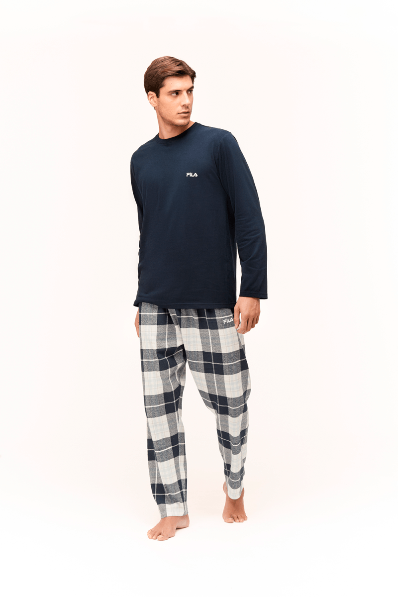 MAN JERSEY TOP FLANNEL PANT LONG PYJAMAS – Bild 2