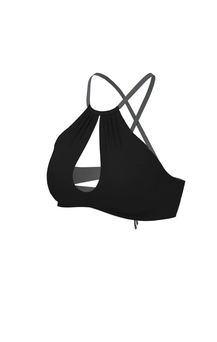 Lace-Up High Neck Bikini Top